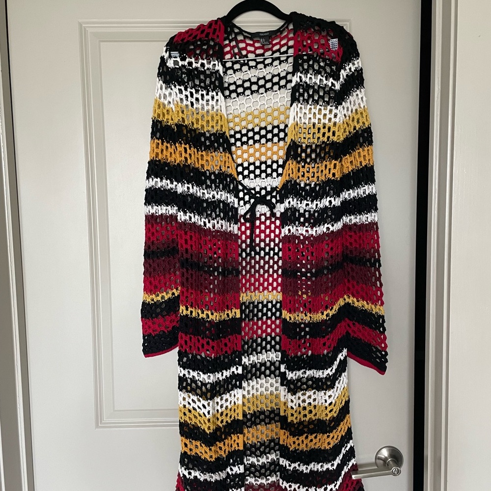 Red, yellow, black swim cover up. Forever 21. Size Small.